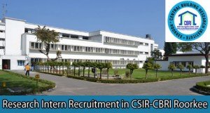 Research Intern Recruitment in CSIR-CBRI Roorkee